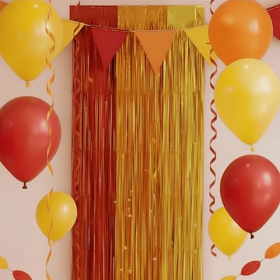 Glittergordijn - 1x2m – Rood Oranje Geel – Regenboog – Plastic – Feestgordijn – Deurgordijn – Verjaardag Versiering – Fotobooth Backdrop – Feest Decoratie - Fotografie Achtergrond - Feest Versiering