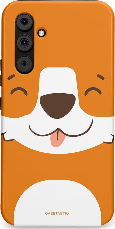 Casetastic hoesje geschikt voor Samsung Galaxy A54 (2023) 5G - Dubbellaagse bescherming - Knuffelkopjes vos - Fashion Case - Oranje Wit