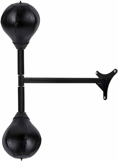 Boksbal Set - Speedball Trainer - Stress Verlichten - Dubbele Eindbal - 40 cm Stang - Zwart