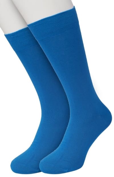 Bonnie Doon Basic Sokken Heren Blauw maat 40/46 - 2 paar - Basis Katoenen Sok - Gladde Naden - Brede Boord - Uitstekend Draagcomfort - Perfecte Pasvorm - 2-pack - Multipack - Effen - Oceaan Blauw - Ocean Blue - OL6324012.299