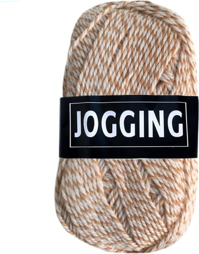Beijer BV Jogging dunne sokkenwol acryl en wol - wit met licht bruin (974) gemêleerd - pendikte 2,5 a 3 mm - 1 bol breiwol van 50 gram en 165 meter - haakgaren - breigaren