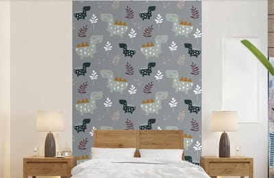Behang - Fotobehang Patronen - Jongens - Kinderen - Dinosaurus - Breedte 140 cm x hoogte 220 cm