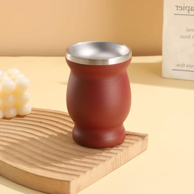 Stijlvolle RVS Yerba Mate Cup met RVS Rietje en Schoonmaakborstel - Perfect voor Theeliefhebbers en Duurzaam Gebruik