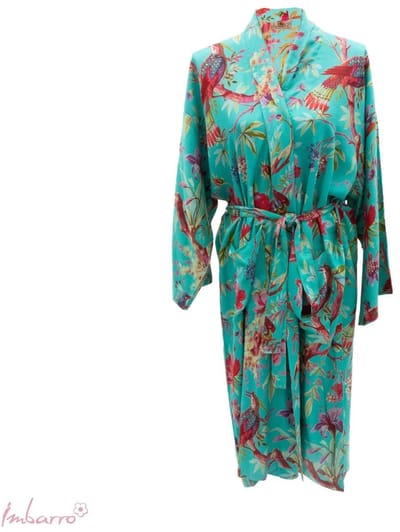 Imbarro Home & Fashion Kimono Royal Paradise Azure – Luxe Viscose Dames Kimono One Size – Handmade & Elegant