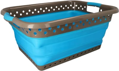 Wasmand opvouwbaar 61x44 grijs-blauw