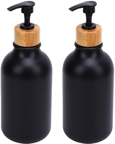 Dailygoods- Zeepdispenser 500 Ml - Zeepdispenser Set - Houten Pomp - Zwart - Duurzaam - Eenvoudig te Vullen - Lotiondispenser
