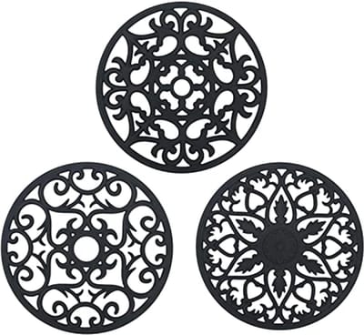 Set van 3 antislip onderzetters, flexibele siliconen hittebeschermers voor keuken en tafel
