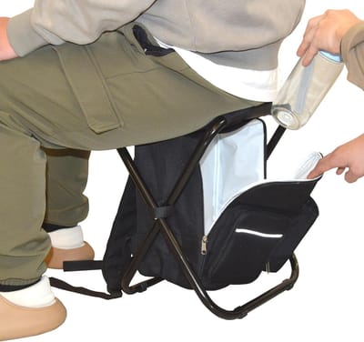 Klapkruk met koeltas voor vissen en kamperen - Draagbare visrugzak voor outdoor activiteiten - Zwart 52 x 36 x 5 cm