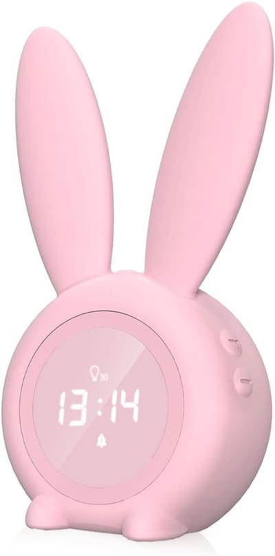 Nexvo® Slaapwekker - Kinderwekker - Digitale Wekker - 15 Kleuren - 7 Tonen - Nikkel - Roze - 10cm x 4cm x 18cm