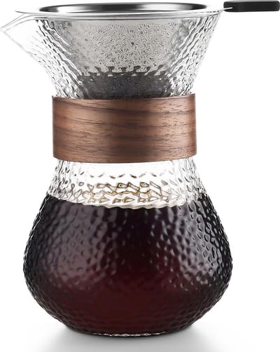 Pour Over Koffiepot met Permanent RVS koffiefilter - Slow Coffee Maker Kit - Glazen Cafetière - Koffekan Drip Gieter - Dripper Koffiemaker - Handmatig Filterkoffie koffiezetapparaat met Herbruikbaar Koffie Filter - Koffiefilterhouder set - 500 ML