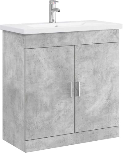 vidaXL - Badkamermeubel - Set - Betongrijs - 81 - x - 40 - x - 84,5 - cm - Bewerkt - hout