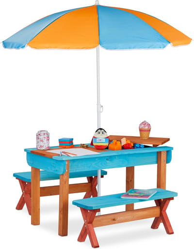 picknicktafel kinderen - met parasol - 50,5 x 90 x 49 cm - speeltafel - hout