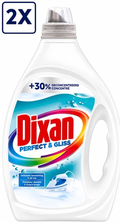 2 x Dixan Wasmiddel Perfect & Gliss - 40 Wasbeurten - 2L