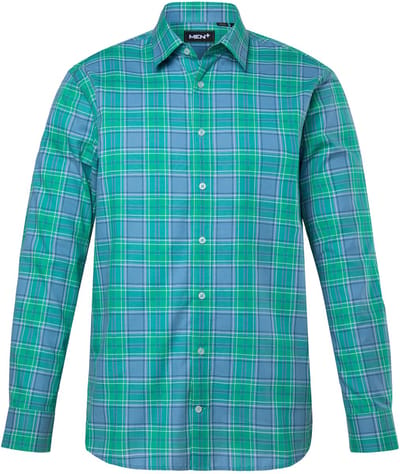 Men Plus - Heren - Geruit overhemd lange mouw kentkraag comfort fit - Smaragdgroen - Maat 3XL