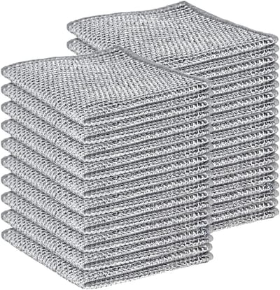 20 stuks stofdoeken, krasdoeken, keukendoeken, multifunctionele theedoeken van draad voor hardnekkig vuil, reinigingsdoeken, krasdoekjes herbruikbaar