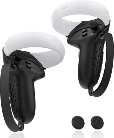 WiseGoods Luxe Grip Case Met Strap Geschikt Voor Oculus Quest 2 - VR Bril Accessoires - Controller - Vr-brillen Controllers Zwart