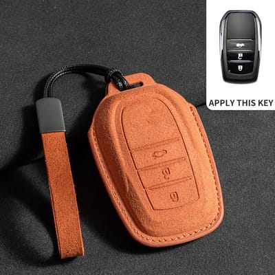Suede Autotoets Afstandsbediening Sleuteletui Cover Voor Toyota Rav4 Crown Hilux Fortuner Camry Land Cruiser Prado Prius Camry Chr C-Hr Beschermer Fob brown