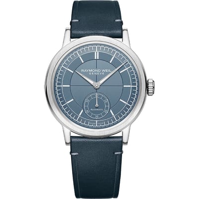 Raymond Weil Millesime 2930-STC-50011 Horloge - Leer - Blauw - Ø 39.5 mm