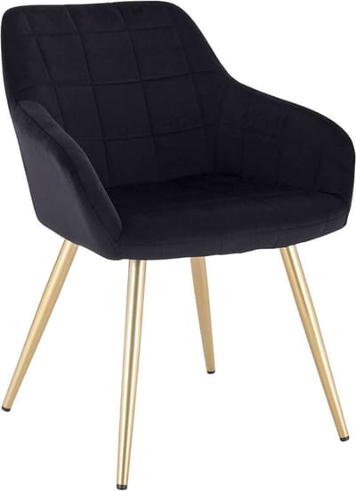 Eetkamerstoelen - Zwart/Goud - Velvet - Armleuning - Kuipstoel - Set van 1