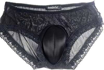 BamBella ® - Slip - maat Onesize S M L -zwart LGBTQ drag queen onderbroek kant stof