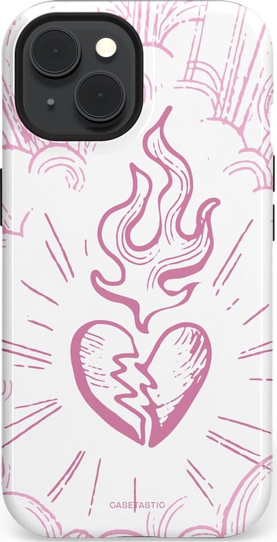 Casetastic Hoesje Geschikt voor Apple iPhone 15 Magsafe - Stijlvolle Beschermende Duo-layer Case - Roze Liefdesvlam