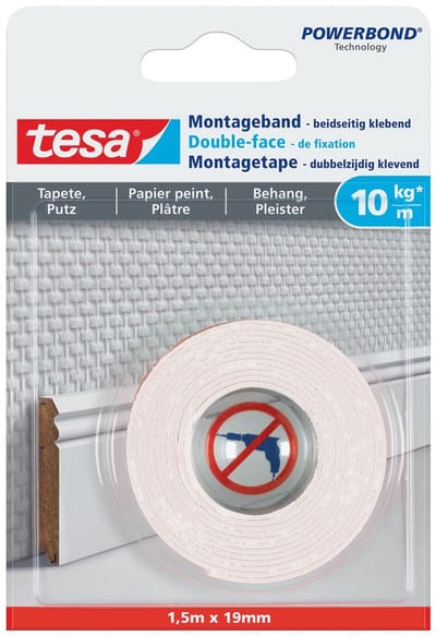 tesa WALLPAPER 77742-00000-00 Montagetape tesa Powerbond Wit (l x b) 1.5 m x 19 mm 1 stuk(s)