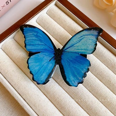 Bosstijl Sfeer Vlinder Haarclip, Niche Temperament Ontwerp Eendebek Clip, Modieus En Veelzijdig Plattelandsstijl Haaraccessoire blauw