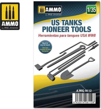 AMMO by Mig Jimenez Modelbouwpakket - AMMO MIG 8112 US WWII Tank Pioneer Tools Resin onderdeel - 1:35 - Modelbouw