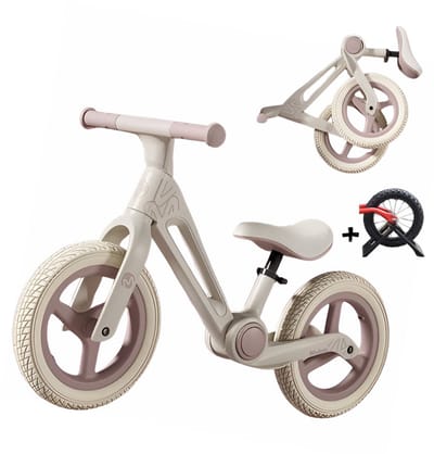 E-shop4u® - Loopfiets - 12 Inch - Vouwbaar - Luchtbanden - Verstelbare Zadel - Meisjes en Jongens - 2 jaar, 3 jaar en 4 jaar - Opvouwbare Loopfiets - Roze