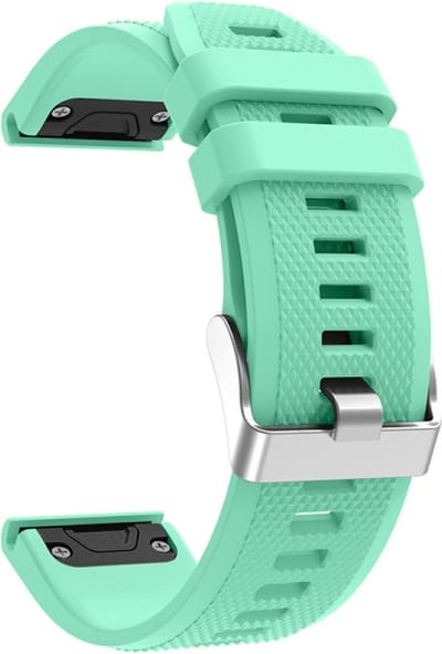 Siliconen bandje - geschikt voor Garmin Fenix 5 / 5 Plus / 6 / 6 Pro / 7 / 7 Pro / 8 (47 mm) / E (47 mm) / Epix (Pro) (2) 47 mm / Quatix 5 / 6 / 7 / 7 Pro / Approach S60 / S62 / S70 47 mm / MARQ / D2 Delta / D2 Mach 1 / Descent G1 - mintgroen