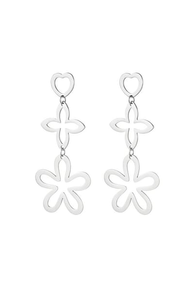 Bijoutheek Oorknoppen Statement 3 Charms Flower Zilver