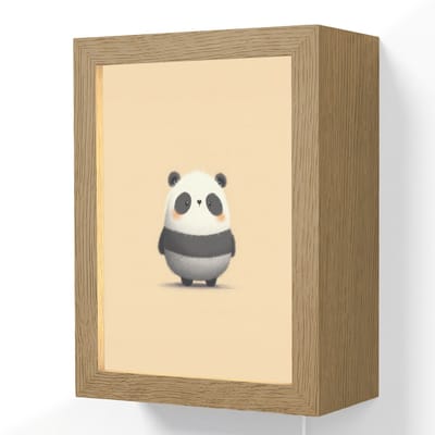 Wandlamp 15x20 cm - Oplaadbaar - Panda - Beige - Minimalistisch - Wandlampen binnen woonkamer - Slaapkamer lamp met kabel - Decoratieve nachtlamp - Vloerlamp snoer