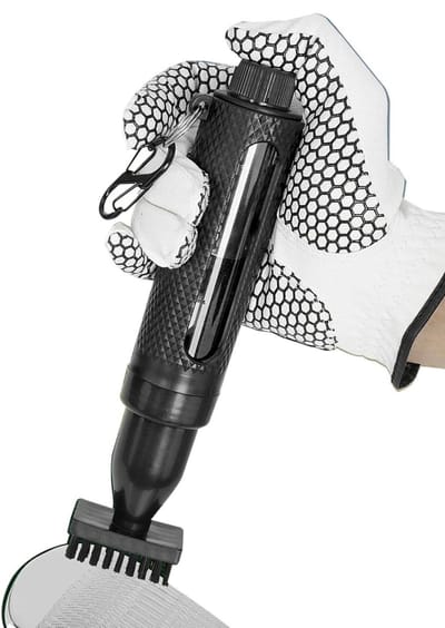 Golfclub reiniger - Swing scrubber - Golfbaan onderhoud - Geïntegreerde waterfles - 21 cm lang - Zwart
