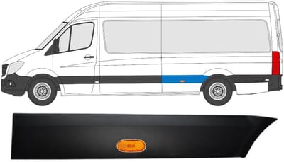 Sierlijst zijlijst achter spatbord met lamp voor Mercedes Sprinter 2006-2018