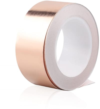 Koperfolie tape 20 m x 70 mm, 0.05 mm dik, voor elektromagnetische afscherming en warmtebestendigheid
