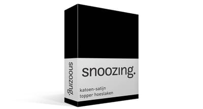 Snoozing - Katoen-satijn - Topper - Hoeslaken - Eenpersoons - 70x200 cm - Zwart