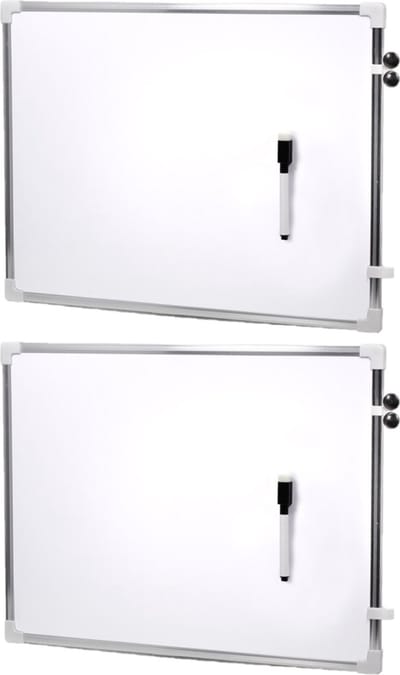 Whiteboard - 2x stuks - magnetisch - 70 x 50 cm - met marker met wisser - memobord - Kantoorbenodigdheden - Schoolborden