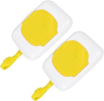 Babydoekjesdispenser - Herbruikbare doos - Onderweg hygiëne - Houdt doekjes vochtig - 1 stuk - Geel