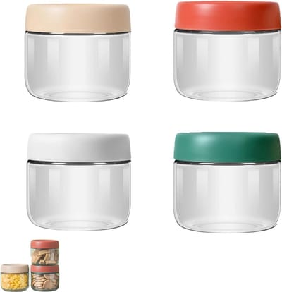 4-delige set bewaarcontainers voor voedsel, luchtdichte containers, ideaal voor bewaren van salade, jam, sauzen en meer (300 ml)