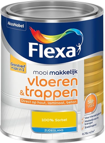 Flexa - Mooi Makkelijk Vloeren & Trappen Zijdeglans - 100% Sorbet - Mengverf - 750 Ml