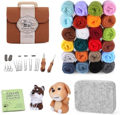 Allecto Plus - Naaldvilten Kit Set 47 Stuks - Wol Roving - 24 Kleuren - Beginner Gereedschap - Complete Starter Kit - Foam Mat - DIY Craft - Naaldvilt Benodigdheden-optimalisatie