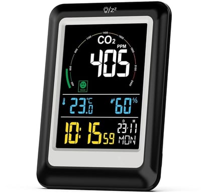 Luchtkwaliteitsmonitor - CO2 meter - Binnenlucht meten - 5-in-1 functie - Real-time data