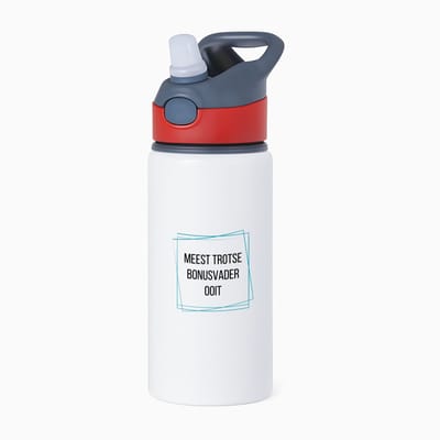 Hacebo® - meest trotse bonusvader ooit waterfles met rietje rood - Papa - trotse bonusvader - vader cadeautjes - vaderdag - verjaardagscadeau - verjaardag - cadeau - geschenk - kado - gift - vader artikelen - water fles - 650ML