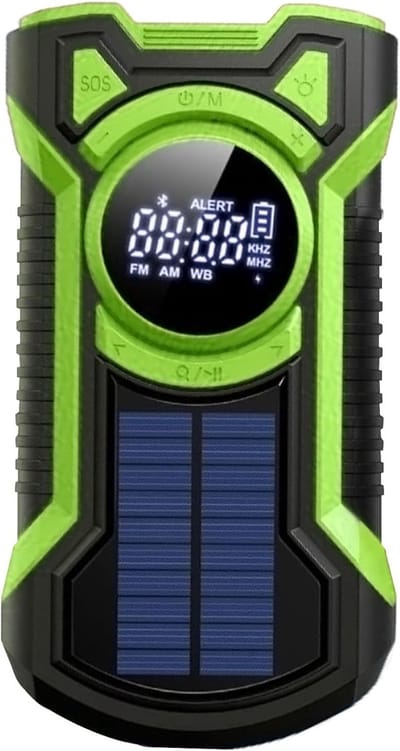 Draaibaar Noodradio - Hand Crank Radio - Noodsituaties Thuis - 5000mAh Batterij - 16.5 cm - Groen