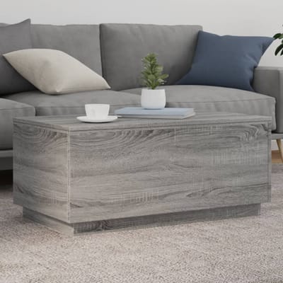 vidaXL - Salontafel - met - LED-verlichting - 90x50x40 - cm - grijs - sonoma - eiken