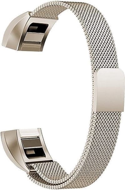 By Qubix - Compatible Fitbit bandje - Geschikt voor Fitbit Alta HR Milanese bandje - Maat: Small - Vintage goud Smartwatch bandje