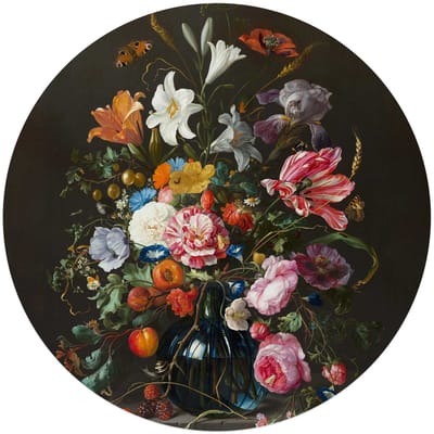 Glasschilderij De Heem - Stilleven op vaas - Ø 70 - Glas - REINDERS