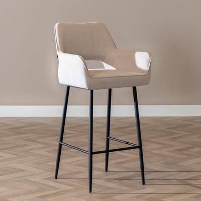 Bronx71® Scandinavische barkruk Inga gerecyclede stof beige 78 cm - barstoel