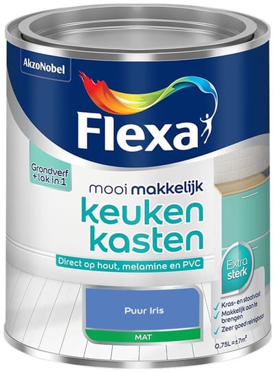 Flexa - Mooi Makkelijk Keukenkasten Mat - Puur Iris - Mengverf - 750 Ml