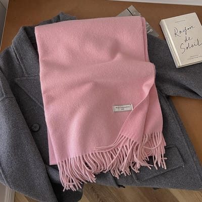 10 Kleuren Winter Effen Dubbelzijdig Dames Sjaal Designer Dikke Warme Pashmina Sjaal Wraps Kasjmier Kwastje Stolen Echarpe Deken 65x195cm gray